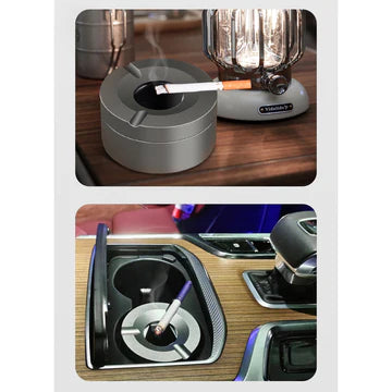 Outdoor ashtray with rotating lid, made of sturdy and durable stainless steel