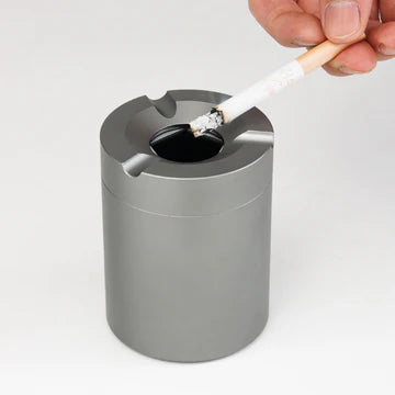 Outdoor ashtray with rotating lid, made of sturdy and durable stainless steel