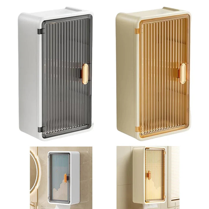 Multi-Functional Wall-Mounted Storage Cabinet with Tissue Box