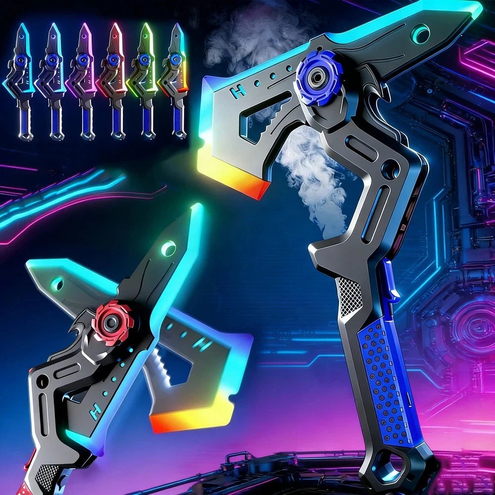 LED Laser Axe Sword Toy – Dual-Mode Smoke, Sound Effects, Samurai Sword with RGB Lights