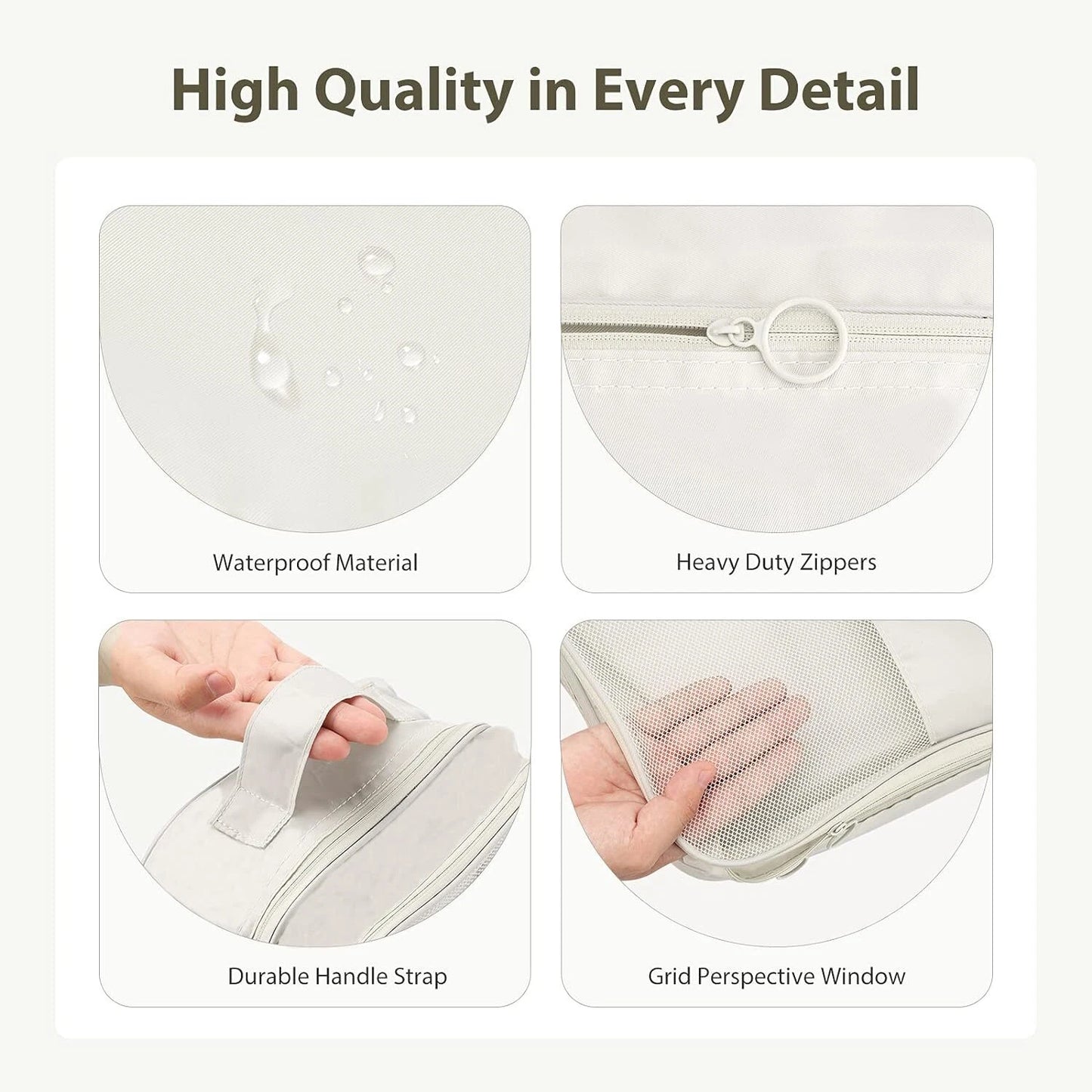 Travel Shoe Bag | Holds 3 Pairs of Shoes | Multifunctional Organizer | Beige