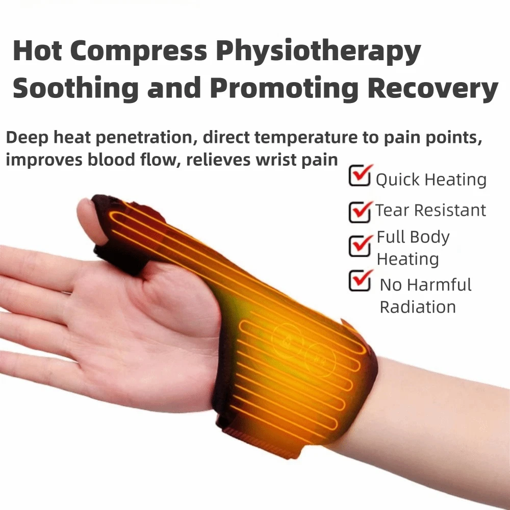 Thumb Wrist Support Sleeve – Heated Massage Wrist Brace with Hot Compress & USB Power